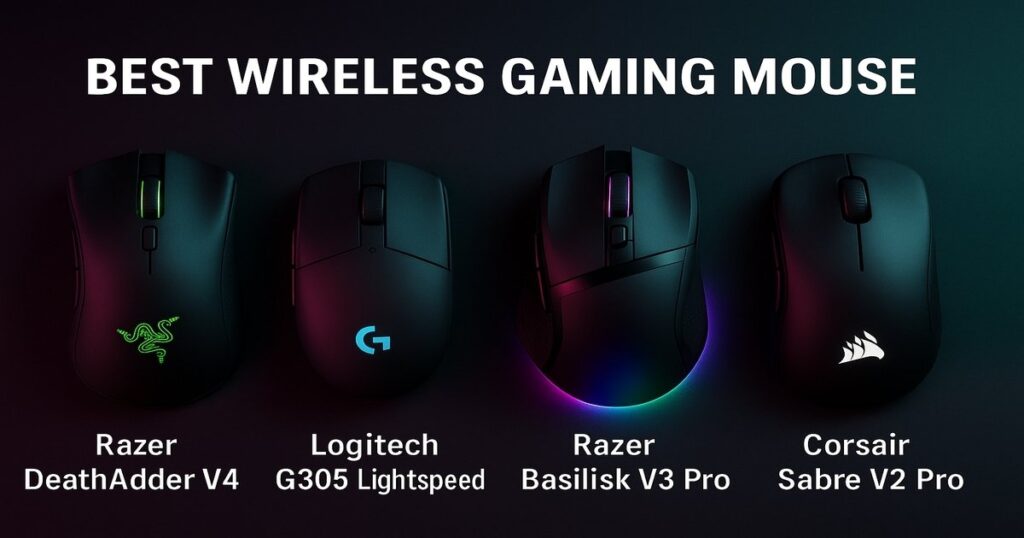 Comparison chart of Razer, Logitech, and Corsair wireless gaming mice.
