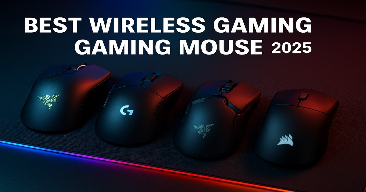 Best wireless gaming mouse 2025 – top Razer, Logitech, and Corsair mice on an RGB-lit desk.