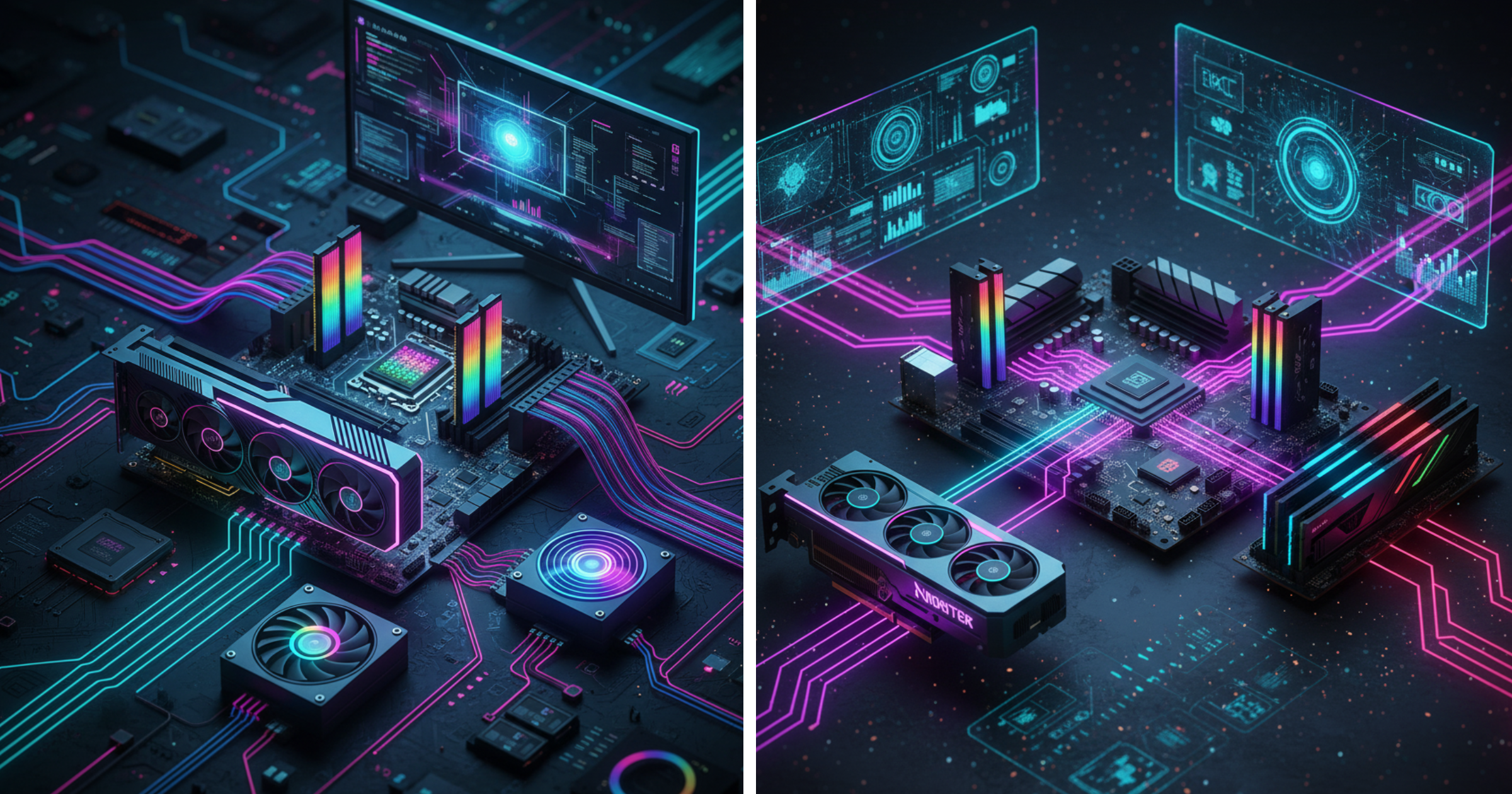 All the Components of a PC working together inside a computer.