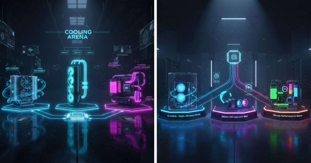 Cooling — Air, AIO, Custom Water Cooling