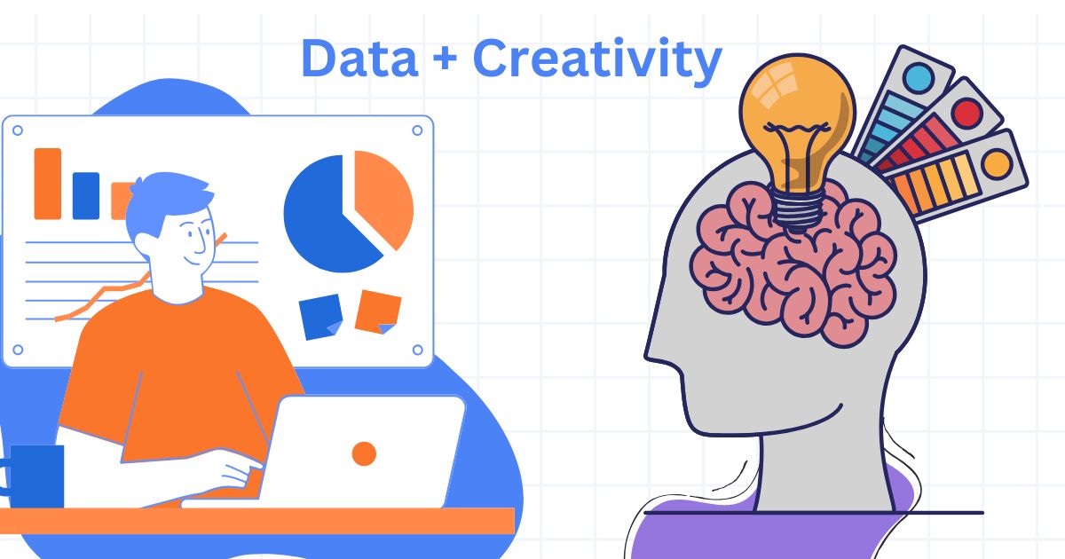 Visual representation of data-driven insights combined with creative marketing ideas